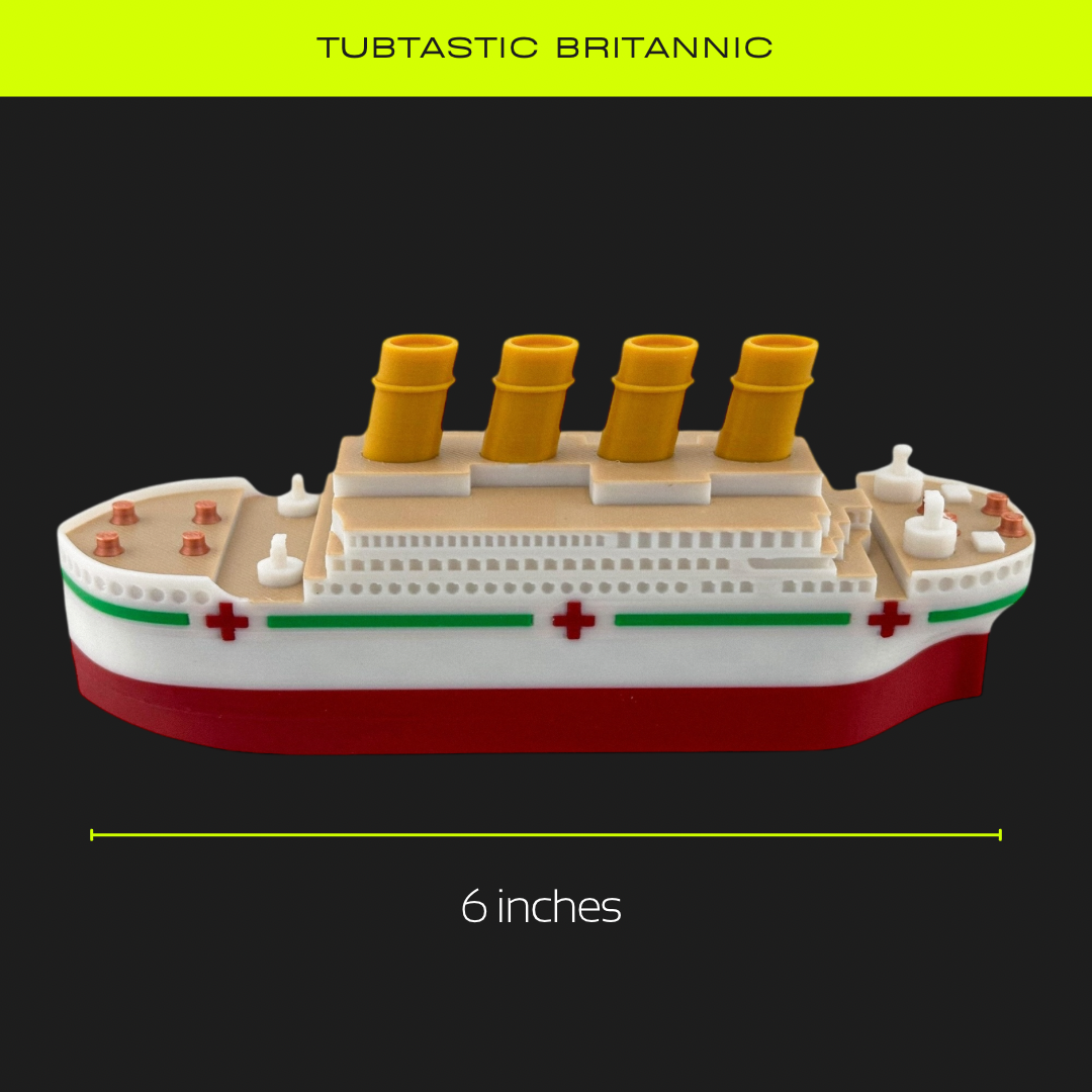 The Britannic Floating 6 inch Bath Boat from TUBTASTIC, pretend play, cake topper, RMS Britannic, Titanic sister ship